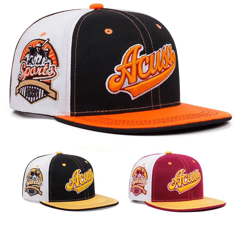 Acusa Embroidered Men's Color Block Retro Hat Snapback Cotton - Classic Vibes #carrollclassics