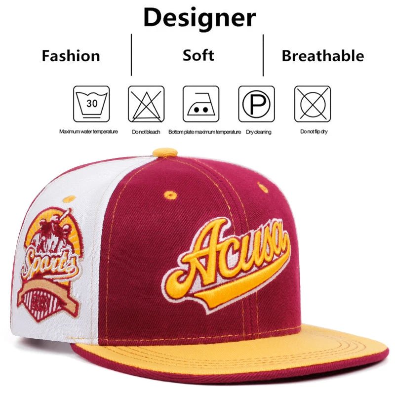 Acusa Embroidered Men's Color Block Retro Hat Snapback Cotton - Classic Vibes #carrollclassics